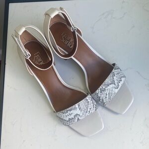 Franco Sarto L- MerryL2 Cream and Gray Heels with Elegant Design 9 1/2